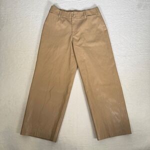Chico's Faux Leather Wide Leg Pants Tan Camel Elastic Back Size 4 Regular 4R